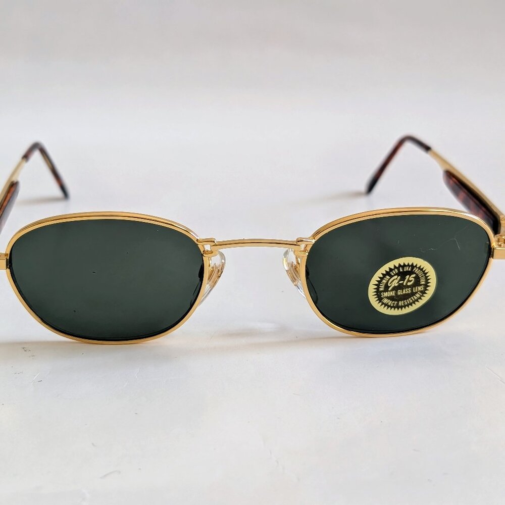 NWT Vintage 90's Rectangle Metal Designer Sport Sunglasses (S. Gold)